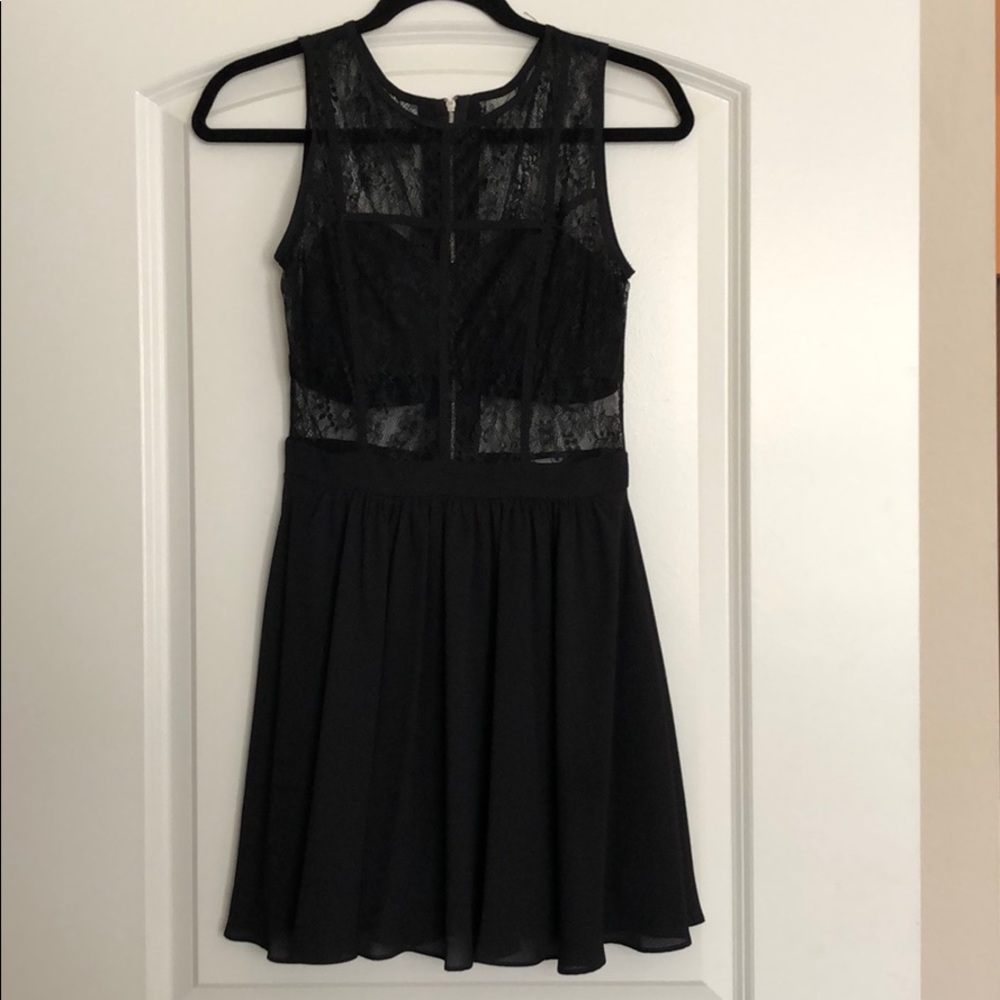 Lace and Chiffon Little Black Dress